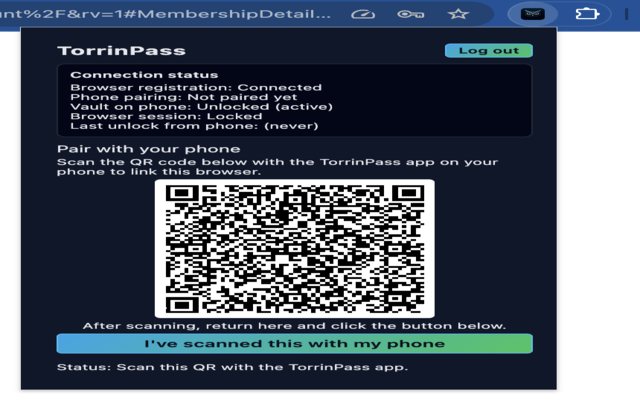 TorrinPass Extension - 2FA code display